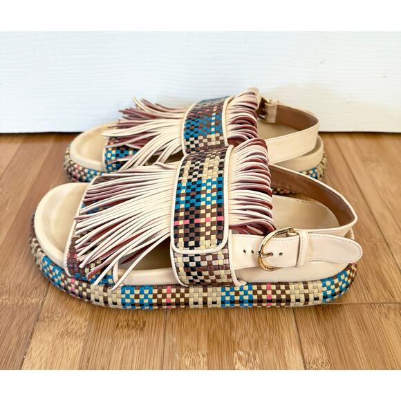 ULLA JOHNSON Alba Fringe Platform Sandals Leather Boho Slides 38 - Picture 2 of 8
